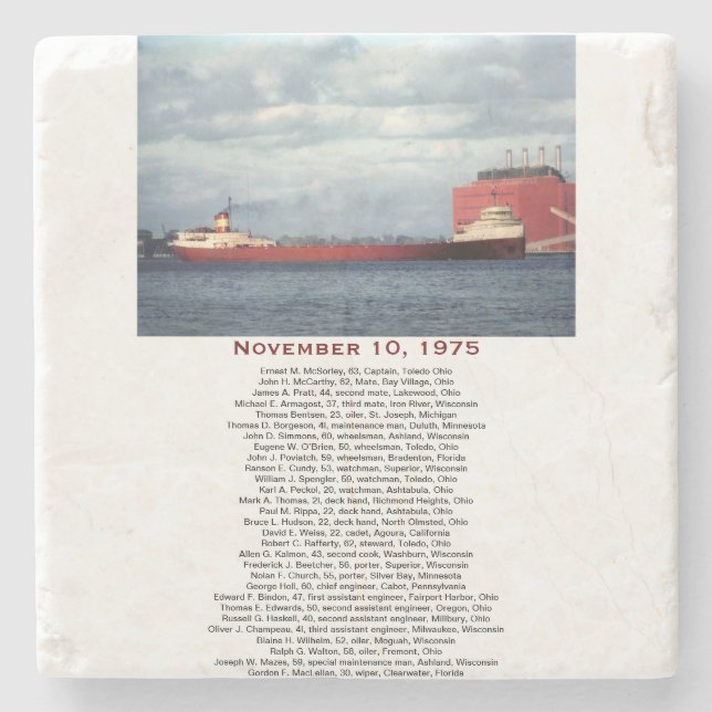 Dessous-de-verre En Pierre S.S. Edmund Fitzgerald Stone Coaster (Devant)