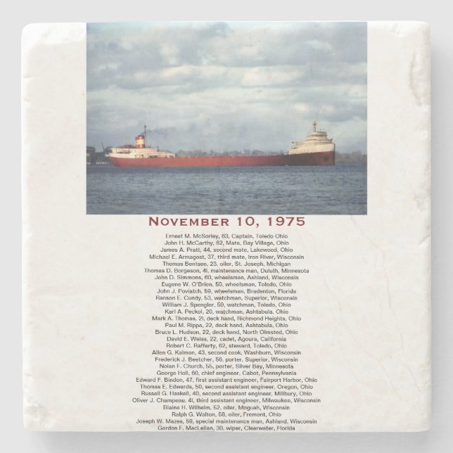 Dessous-de-verre En Pierre S.S. Edmund Fitzgerald Stone Coaster (Devant)