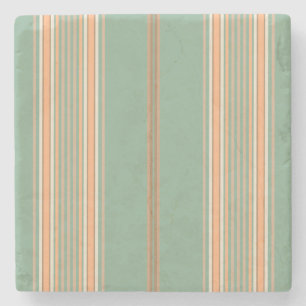 Dessous-de-verre En Pierre Sage Green et Ecru, Stripes Dessous de verre Carré