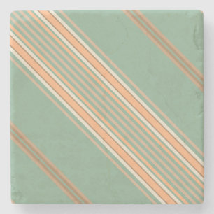 Dessous-de-verre En Pierre Sage Moss Green et Ecru, Stripes Carré Dessous de 