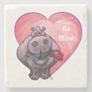 Dessous-de-verre En Pierre Saint-Valentin Hippopotame