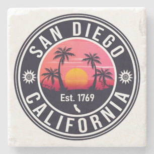 Dessous-de-verre En Pierre San Diego California Sunset Vacation Souvenirs 60s