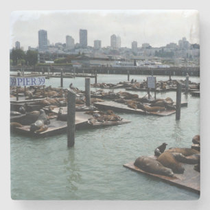 Dessous-de-verre En Pierre San Francisco et Pier 39 Sea Lions City Skyline