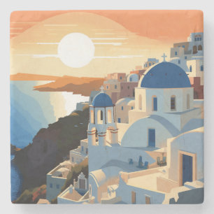 DESSOUS-DE-VERRE EN PIERRE SANTORINI GRÈCE N° 1