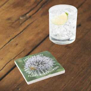 Dessous-de-verre En Pierre Sauvez les abeilles Globe Thistle Floral