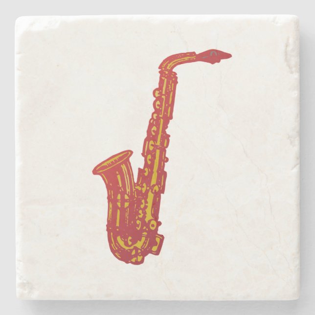 Dessous-de-verre En Pierre Saxophone (Devant)