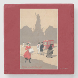 Dessous-de-verre En Pierre Scène d'art déco de Place de la Republique