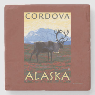 Dessous-de-verre En Pierre Scène de caribou - Cordova, Alaska