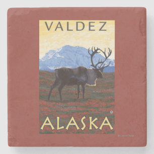Dessous-de-verre En Pierre Scène de caribou - Valdez, Alaska