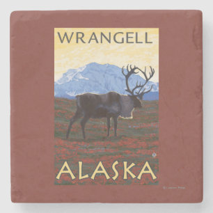 Dessous-de-verre En Pierre Scène de caribou - Wrangell, Alaska