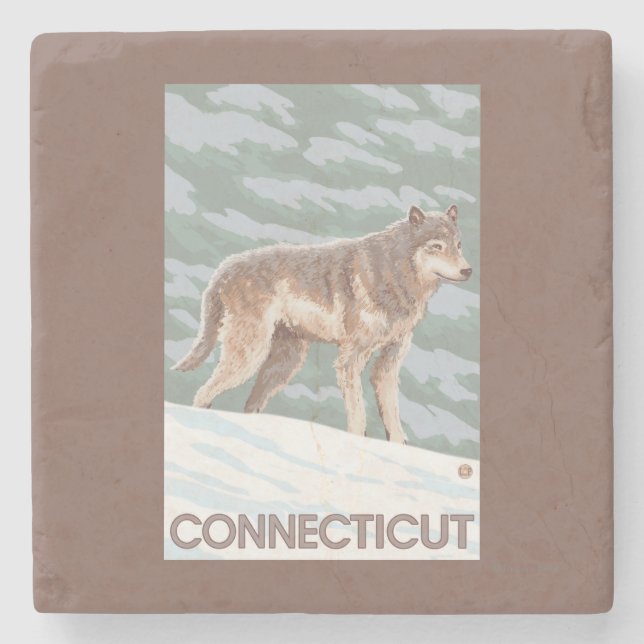 Dessous-de-verre En Pierre Scène de ConnecticutWolf (Devant)