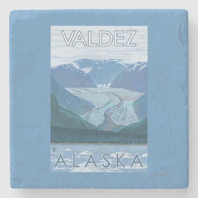 Dessous-de-verre En Pierre Scène de glacier - Valdez, Alaska (Devant)