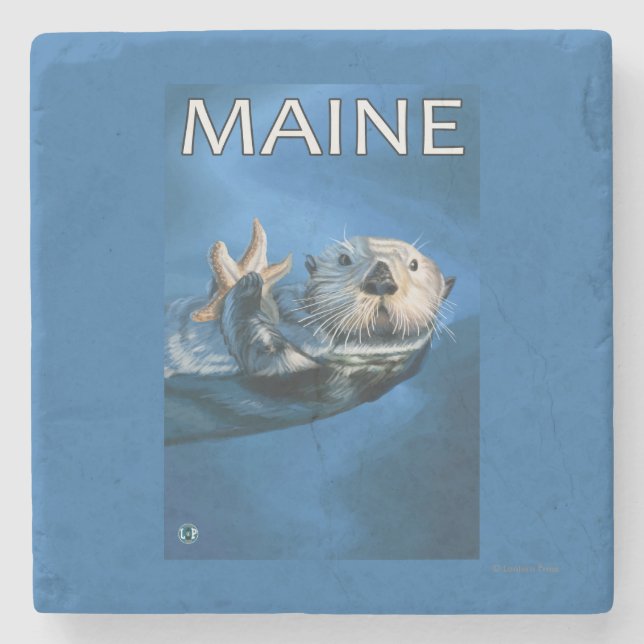 Dessous-de-verre En Pierre Scène de loutre de MaineSea (Devant)
