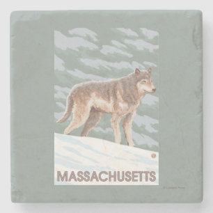 Dessous-de-verre En Pierre Scène de MassachusettsWolf