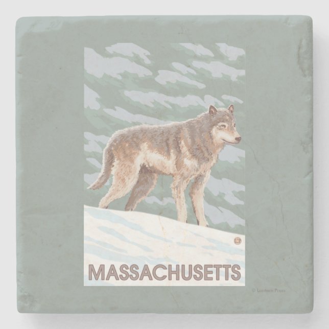 Dessous-de-verre En Pierre Scène de MassachusettsWolf (Devant)