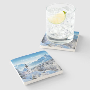 Dessous-de-verre En Pierre Scène hivernale personnalisée 