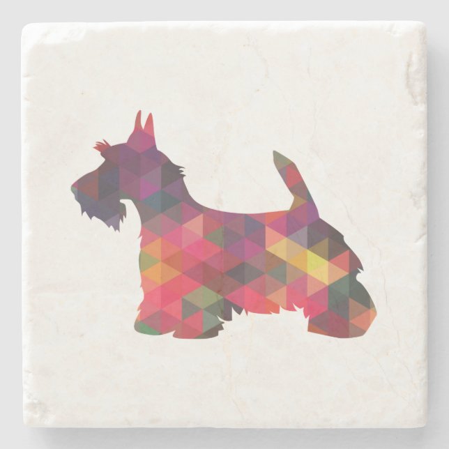 Dessous-de-verre En Pierre Scottie Chien race Geo Silhouette Multi (Devant)