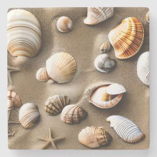 Dessous-de-verre En Pierre Sea Shells Sea Life Beach Ocean Art Decor