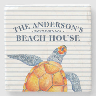 Dessous-de-verre En Pierre Sea Turtle Stripe Beach House Dessous de verre en