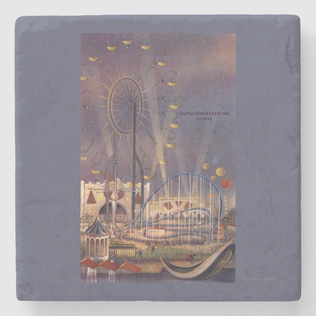 Dessous-de-verre En Pierre Seattle, affiche de l'Exposition universelle (Devant)