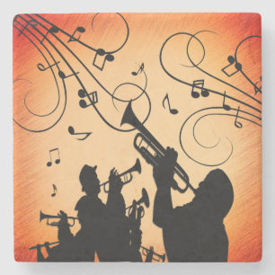 Dessous-de-verre En Pierre Section Trumpet Jazz Musique Orange Rust