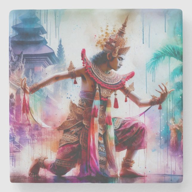 Dessous-de-verre En Pierre Senja Tari : Danse au crépuscule à Bali (Devant)