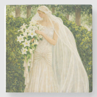 Dessous-de-verre En Pierre Serenity in Ivory: A Bride in a Garden Reverie