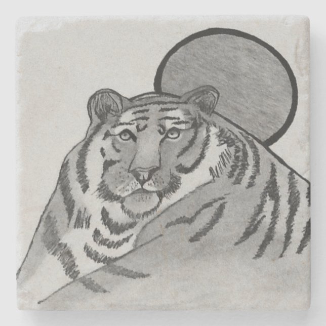 Dessous-de-verre En Pierre Série de "tigre" de faune de Medlin (Devant)