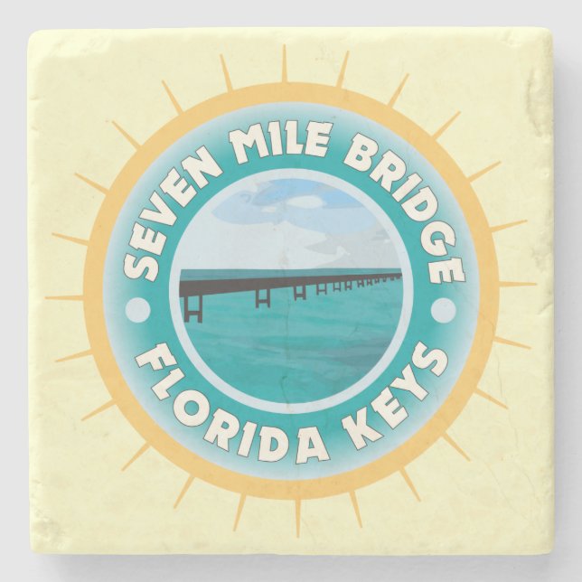 Dessous-de-verre En Pierre Seven Mile Bridge Florida Keys (Devant)