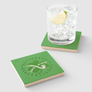 Dessous-de-verre En Pierre Shamrock Vert 3 Feuilles Et Texte Irlandais