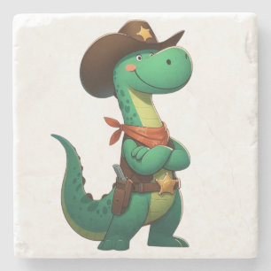 Dessous-de-verre En Pierre Shérif de dinosaure mignon/cowboy
