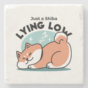 Dessous-de-verre En Pierre Shiba Inu Art : Juste un Shiba Lying Low