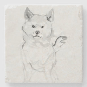 Dessous-de-verre En Pierre Shiba Inu Peinture originale 4 Chien Année 2018 Pi