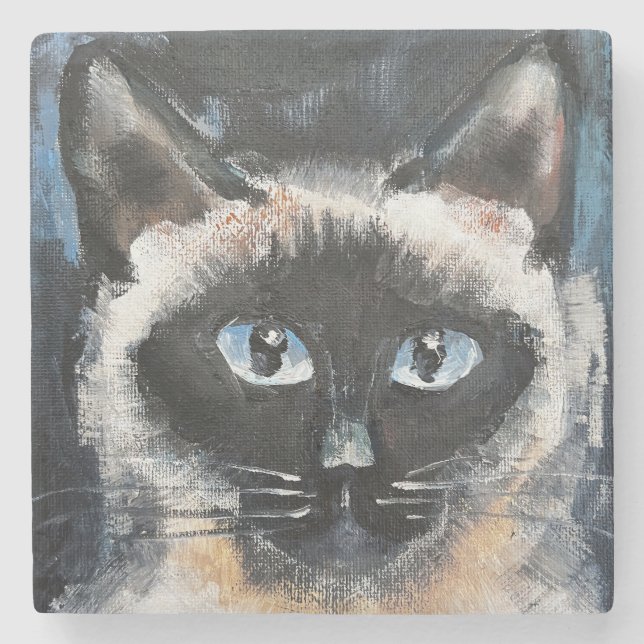 Dessous-de-verre En Pierre Siamese cat (Devant)