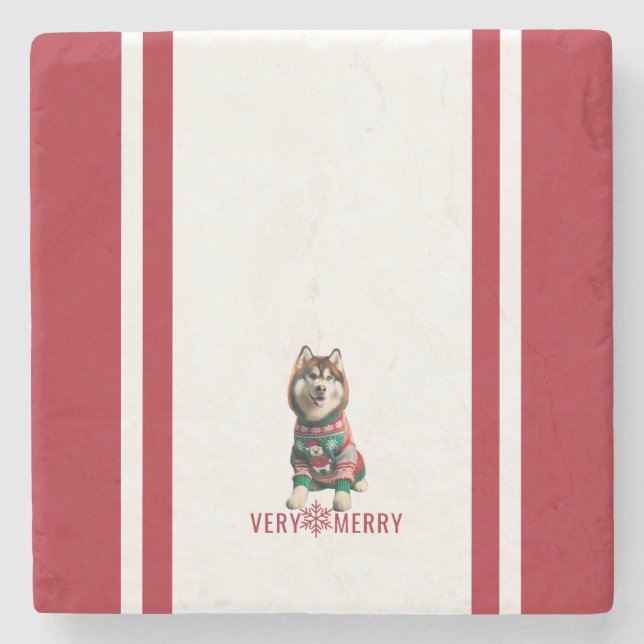 Dessous-de-verre En Pierre Sibérie Husky Holiday (Devant)