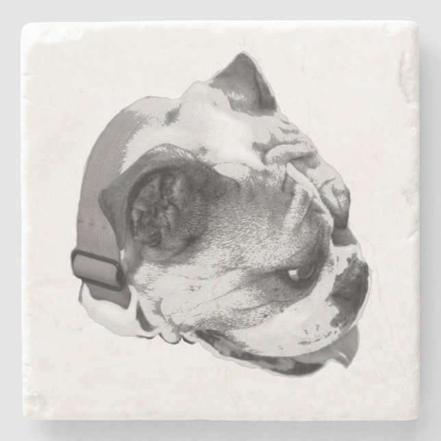 Dessous-de-verre En Pierre Side profile bulldog in bold monochrome| (Devant)