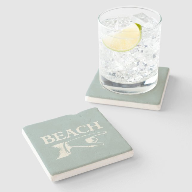DESSOUS-DE-VERRE EN PIERRE SIGNE DE PLAGE DE POINTE VINTAGE (Côté)