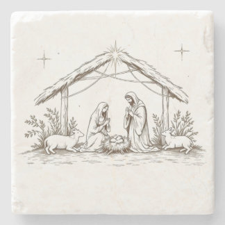 Dessous-de-verre En Pierre "Silent Night Nativity