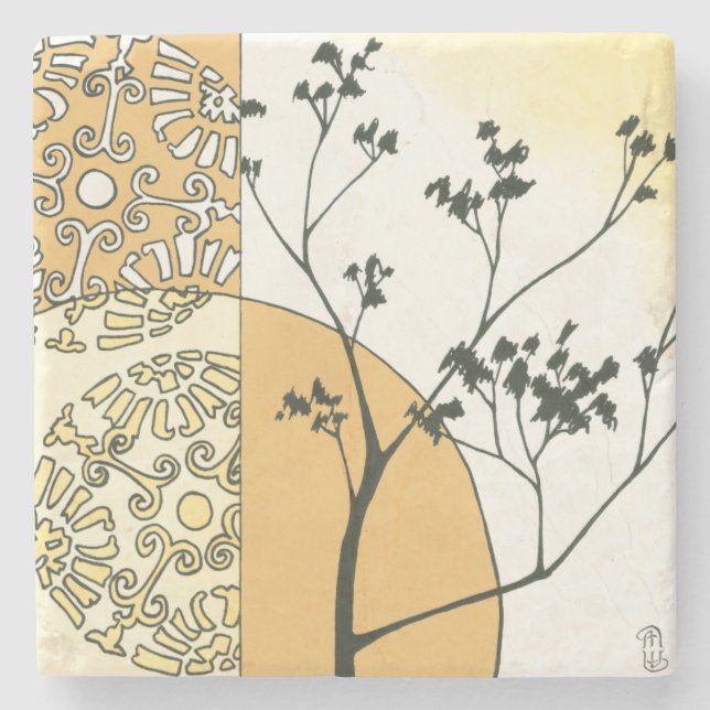 Dessous-de-verre En Pierre Silhouette de l'arbre écarse par Megan Meagher (Devant)