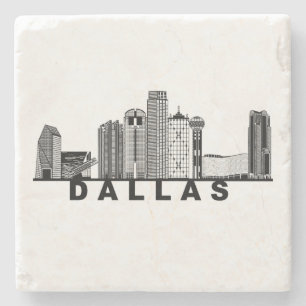 Dessous-de-verre En Pierre Silhouette de l'horizon de Dallas