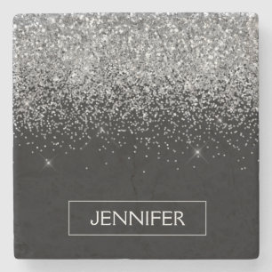 Dessous-de-verre En Pierre Silver Black Parties scintillant Girl Monogramme N