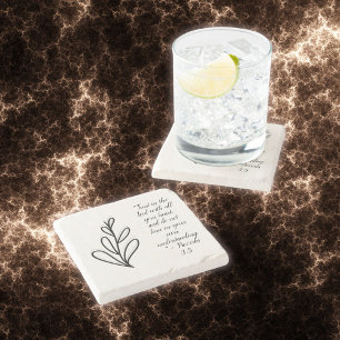 Dessous-de-verre En Pierre Simple couplet de la Bible Noire et Blanc Botaniqu