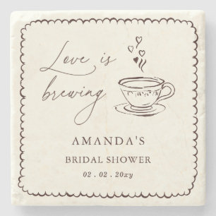 Dessous-de-verre En Pierre Simple Love is Brewing Coffee Bridal Shower 