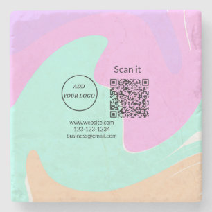 Dessous-de-verre En Pierre Simple minimum q r code ajouter logo code d'analys
