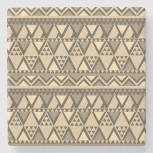 Dessous-de-verre En Pierre Simple Motif d'art tribal Brown