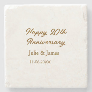 Dessous-de-verre En Pierre simple nom de dativersaire doré marron 20 ans
