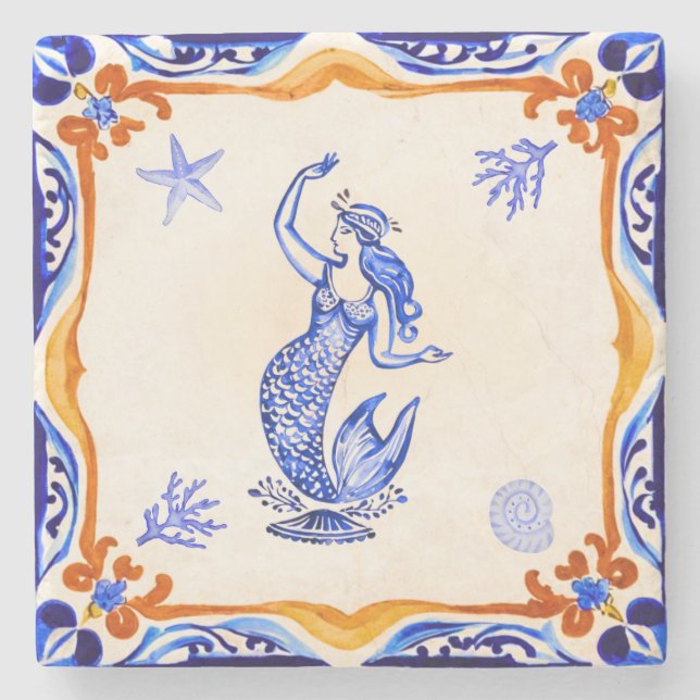 Dessous-de-verre En Pierre Sirène méditerranéenne (Devant)