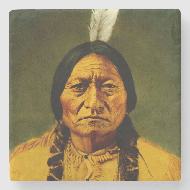 Dessous-de-verre En Pierre Sitting Bull Chef des Premières nations amérindien (Devant)