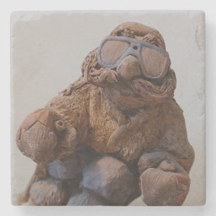 Dessous-de-verre En Pierre Skier cool Vintage Clay