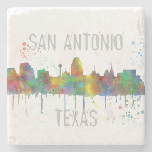 DESSOUS-DE-VERRE EN PIERRE SKYLINE SAN ANTONIO TEXAS